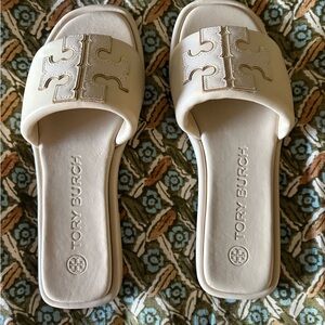 Tory Burch Ivory Slide Sandals